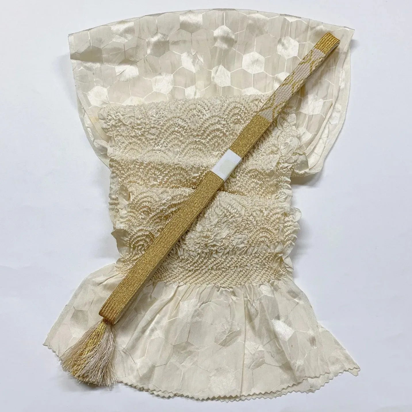 6939# Japanese Kimono Accessory Obiage and Obijime 2-piece Set Silk Shibori