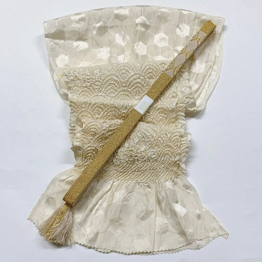 6939# Japanese Kimono Accessory Obiage and Obijime 2-piece Set Silk Shibori