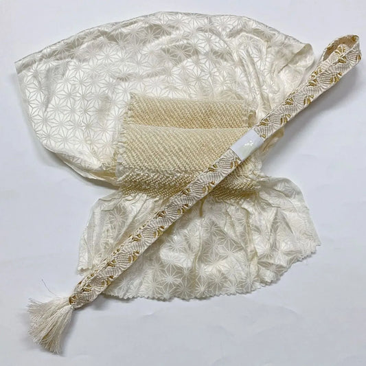6944# Japanese Kimono Accessory Obiage and Obijime 2-piece Set Silk Shibori