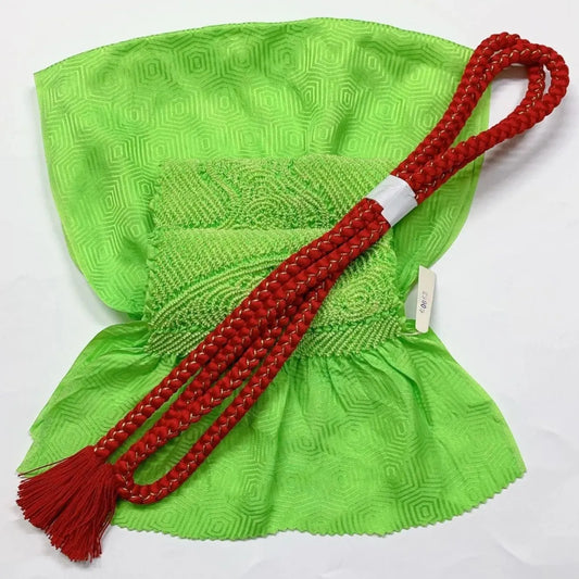 6945# Japanese Kimono Accessory Obiage and Obijime 2-piece Set Silk Shibori