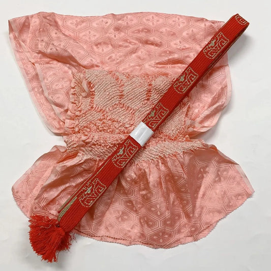 6948# Japanese Kimono Accessory Obiage and Obijime 2-piece Set Silk Shibori