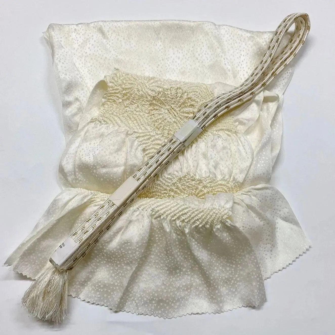 6932# Japanese Kimono Accessory Obiage and Obijime 2-piece Set Silk Shibori