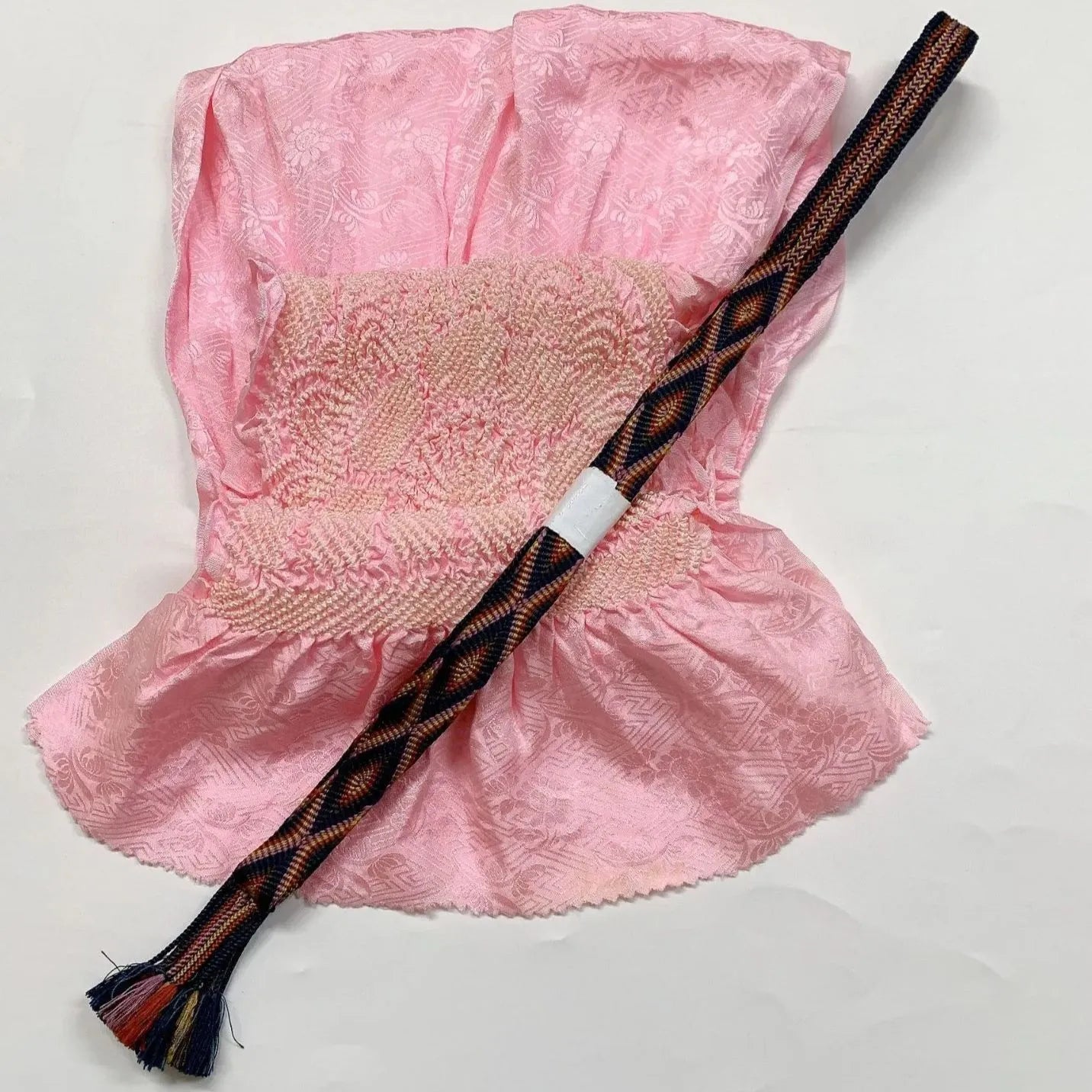 6949# Japanese Kimono Accessory Obiage and Obijime 2-piece Set Silk Shibori