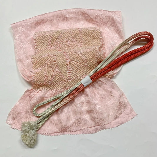 6951# Japanese Kimono Accessory Obiage and Obijime 2-piece Set Silk Shibori