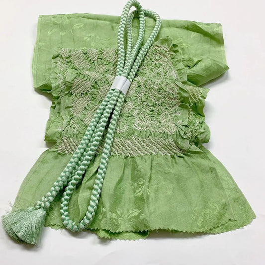 6953# Japanese Kimono Accessory Obiage and Obijime 2-piece Set Silk Shibori