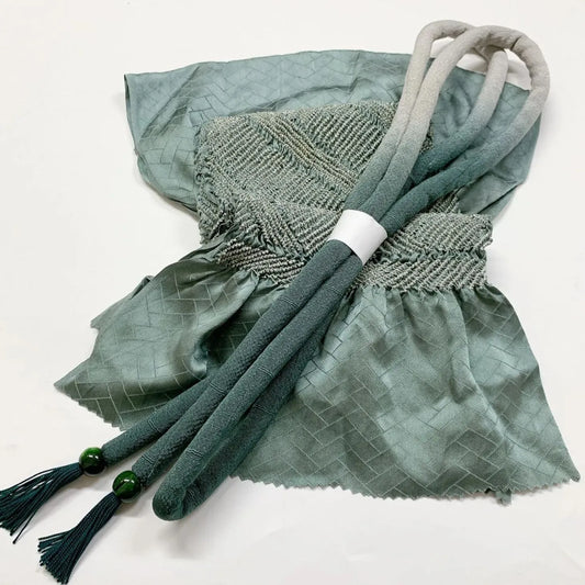 6954# Japanese Kimono Accessory Obiage and Obijime 2-piece Set Silk Shibori