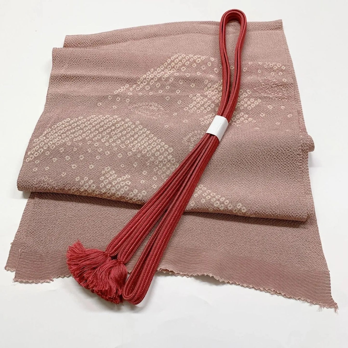 6958# Japanese Kimono Accessory Obiage and Obijime 2-piece Set Silk Shibori