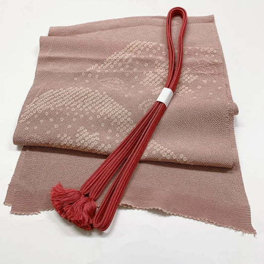 6958# Japanese Kimono Accessory Obiage and Obijime 2-piece Set Silk Shibori