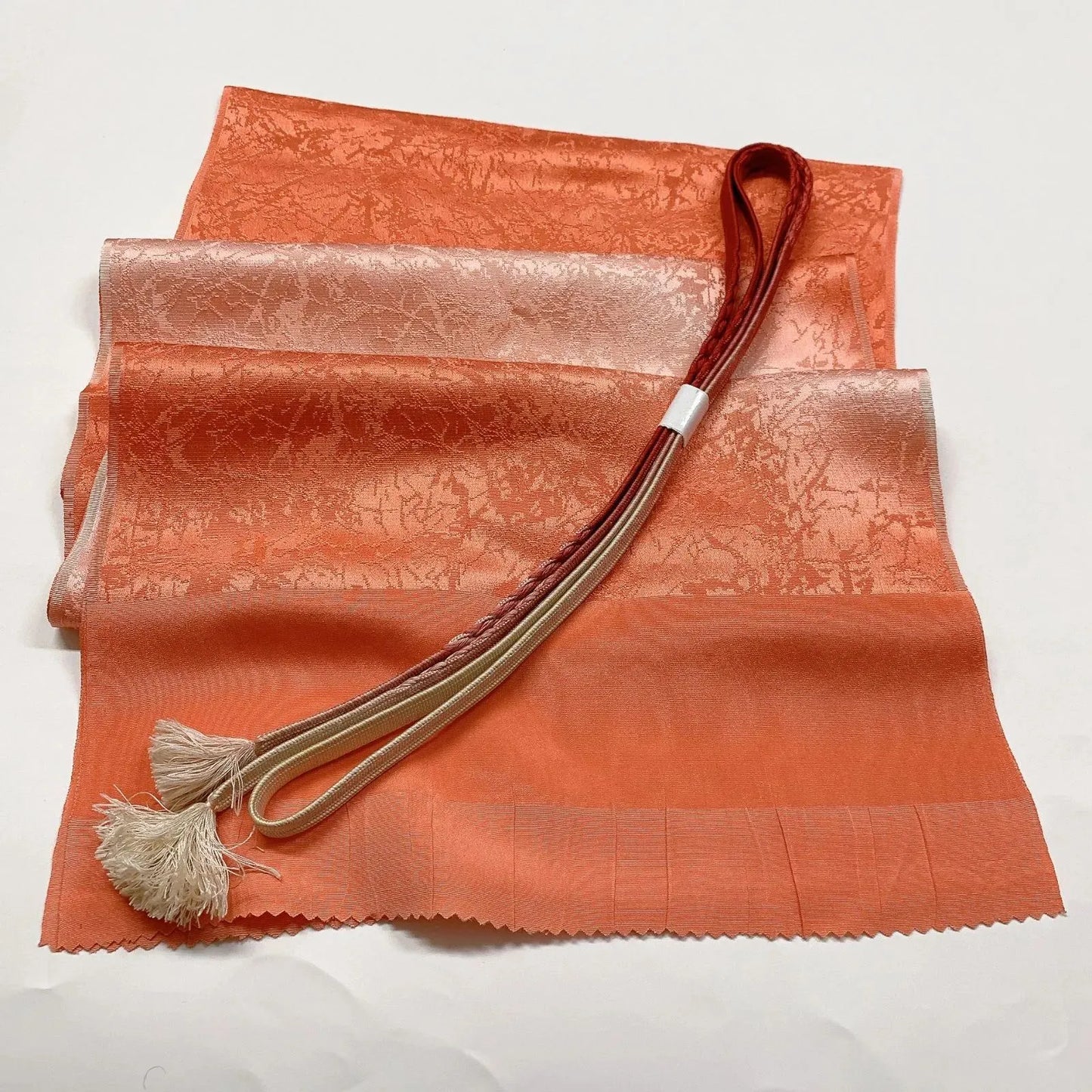 6959# Japanese Kimono Accessory Vintage Obiage and Obijime 2-piece Set Silk