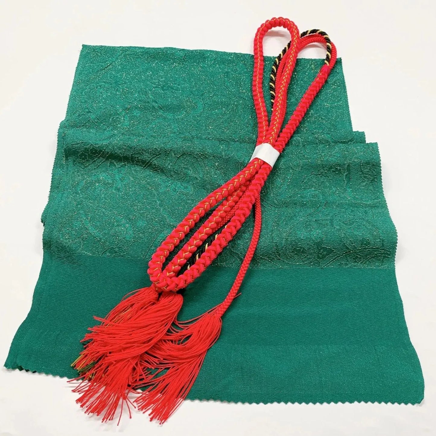 6960# Japanese Kimono Accessory Vintage Obiage and Obijime 2-piece Set Silk