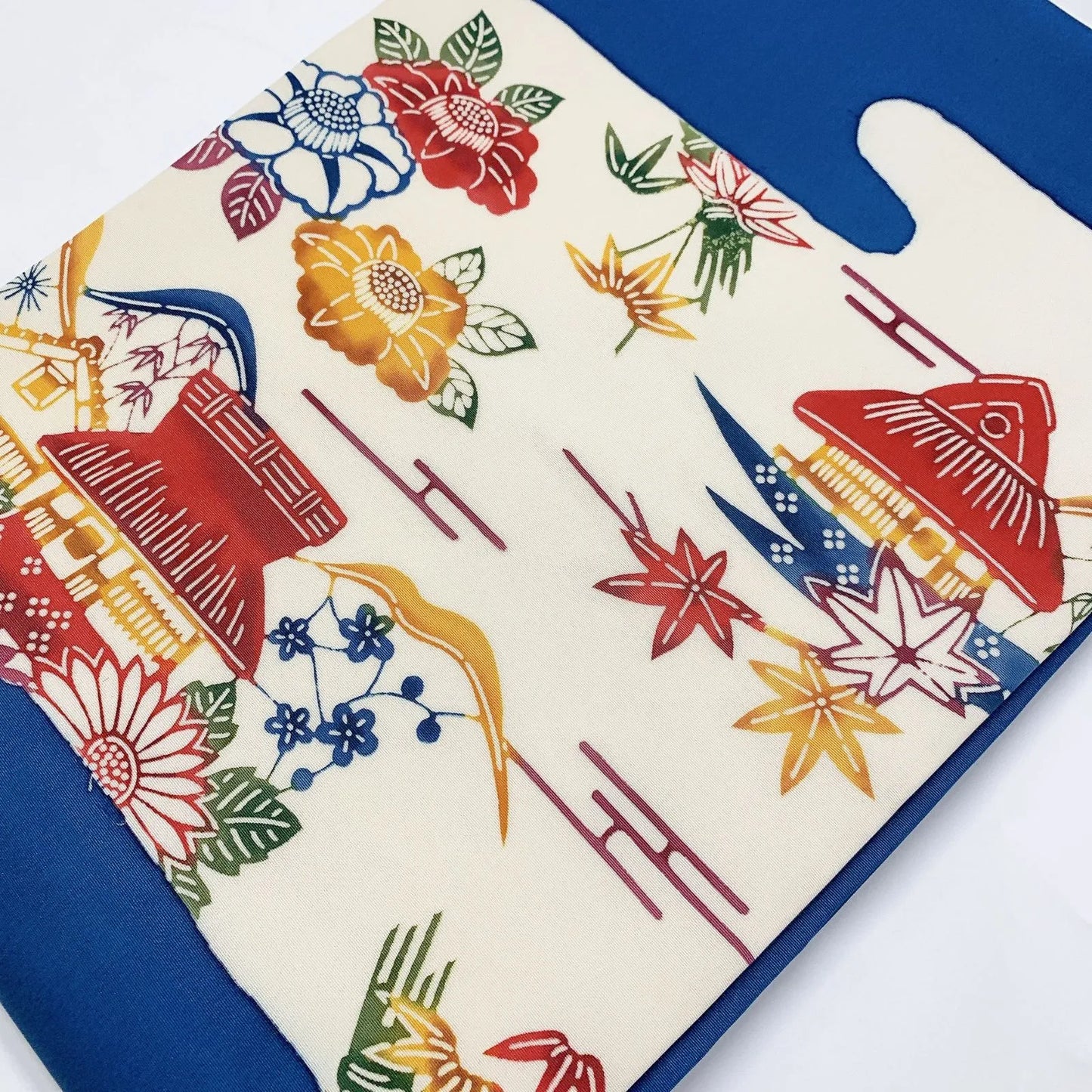 6968# Japanese Vintage Nagoya Obi Belt Kimono Fabric Silk Traditional Blue