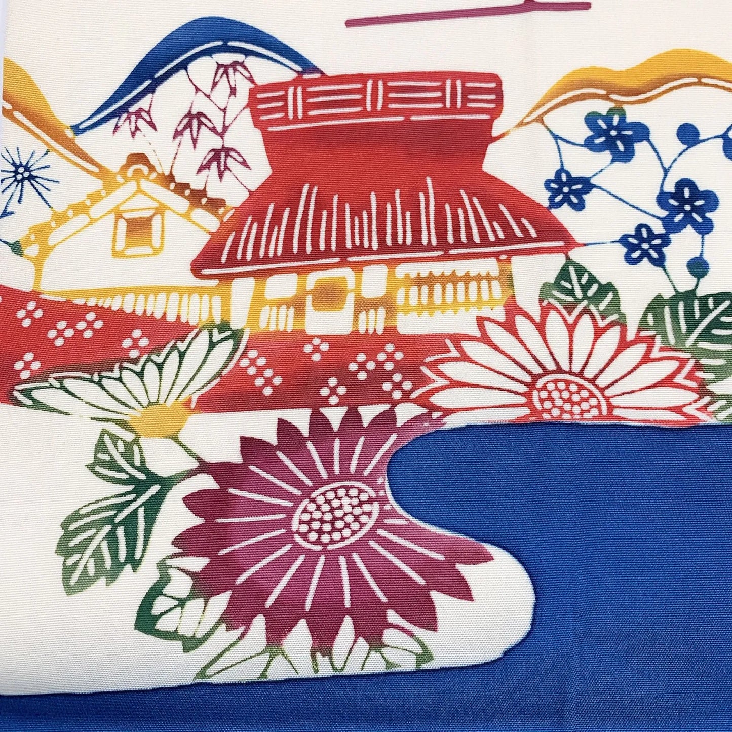 6968# Japanese Vintage Nagoya Obi Belt Kimono Fabric Silk Traditional Blue