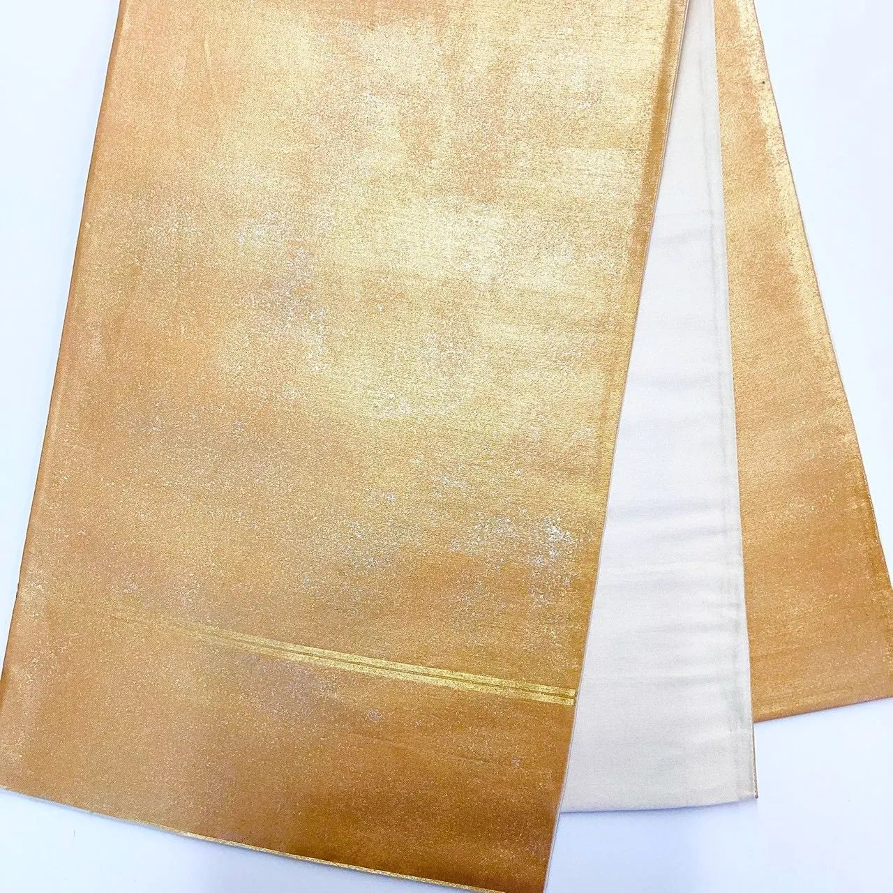 6973# Japanese Vintage Fukuro Obi Belt Kimono Fabric Silk Traditional Gold