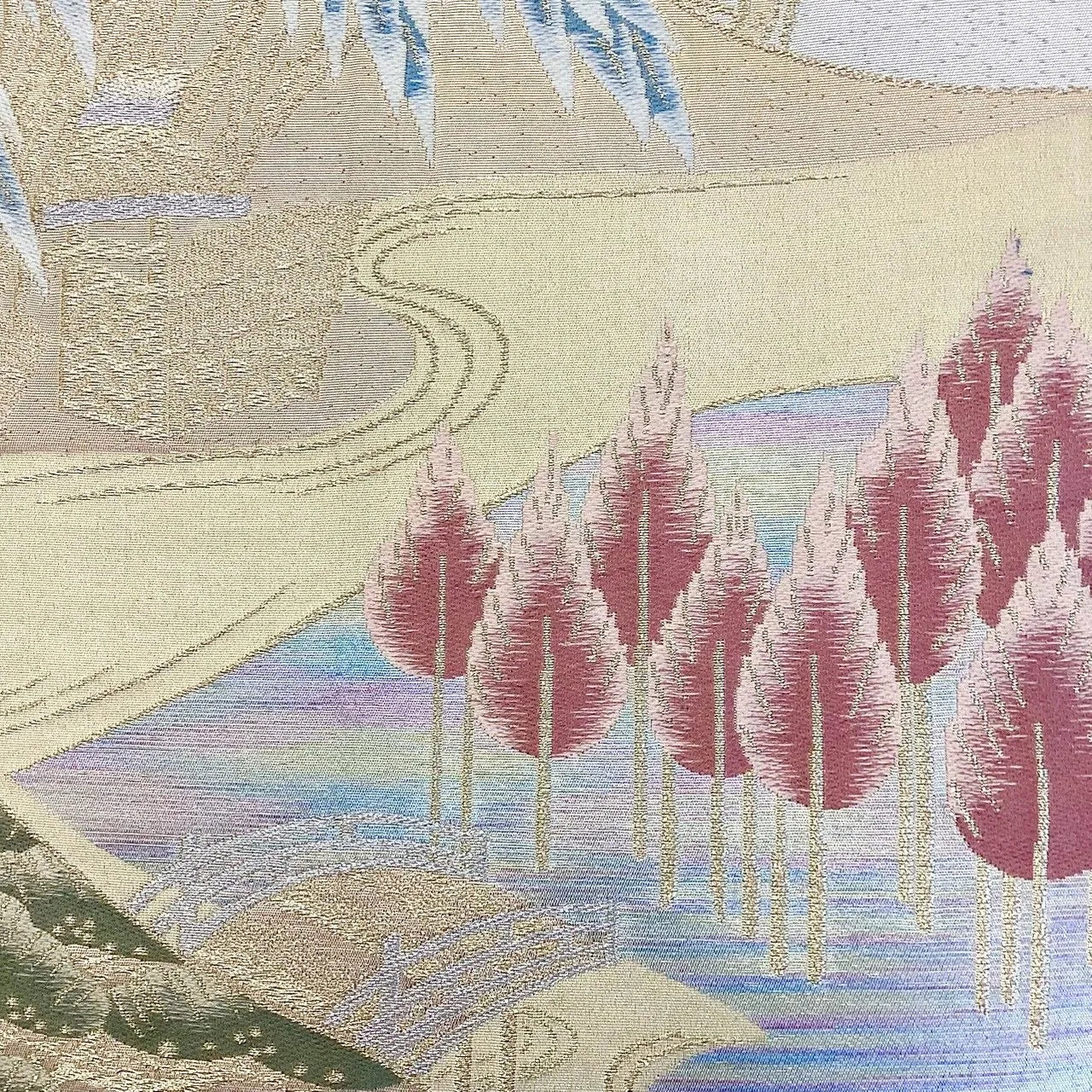 6974# Japanese Vintage Fukuro Obi Belt Kimono Fabric Silk Traditional Untailored