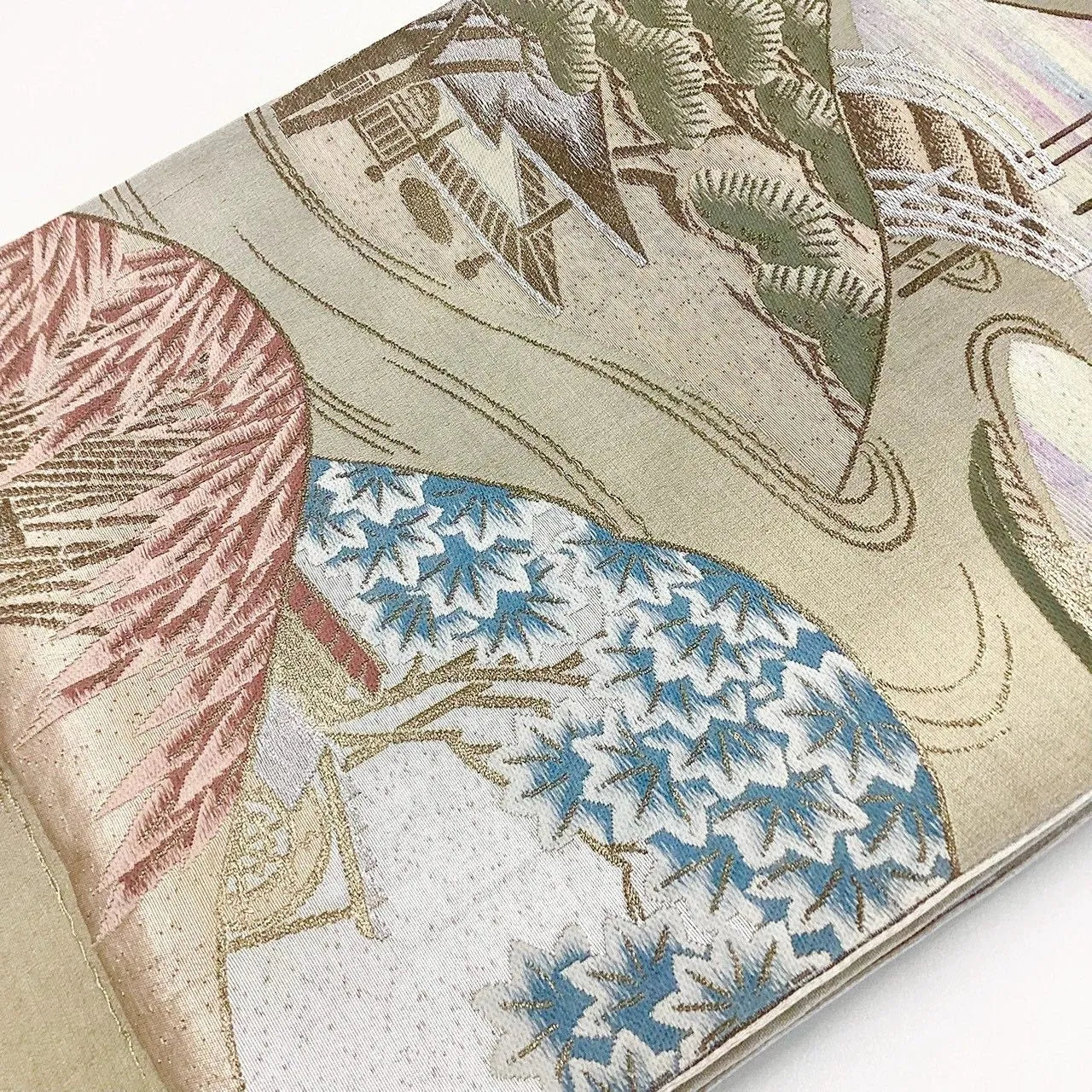 6974# Japanese Vintage Fukuro Obi Belt Kimono Fabric Silk Traditional Untailored