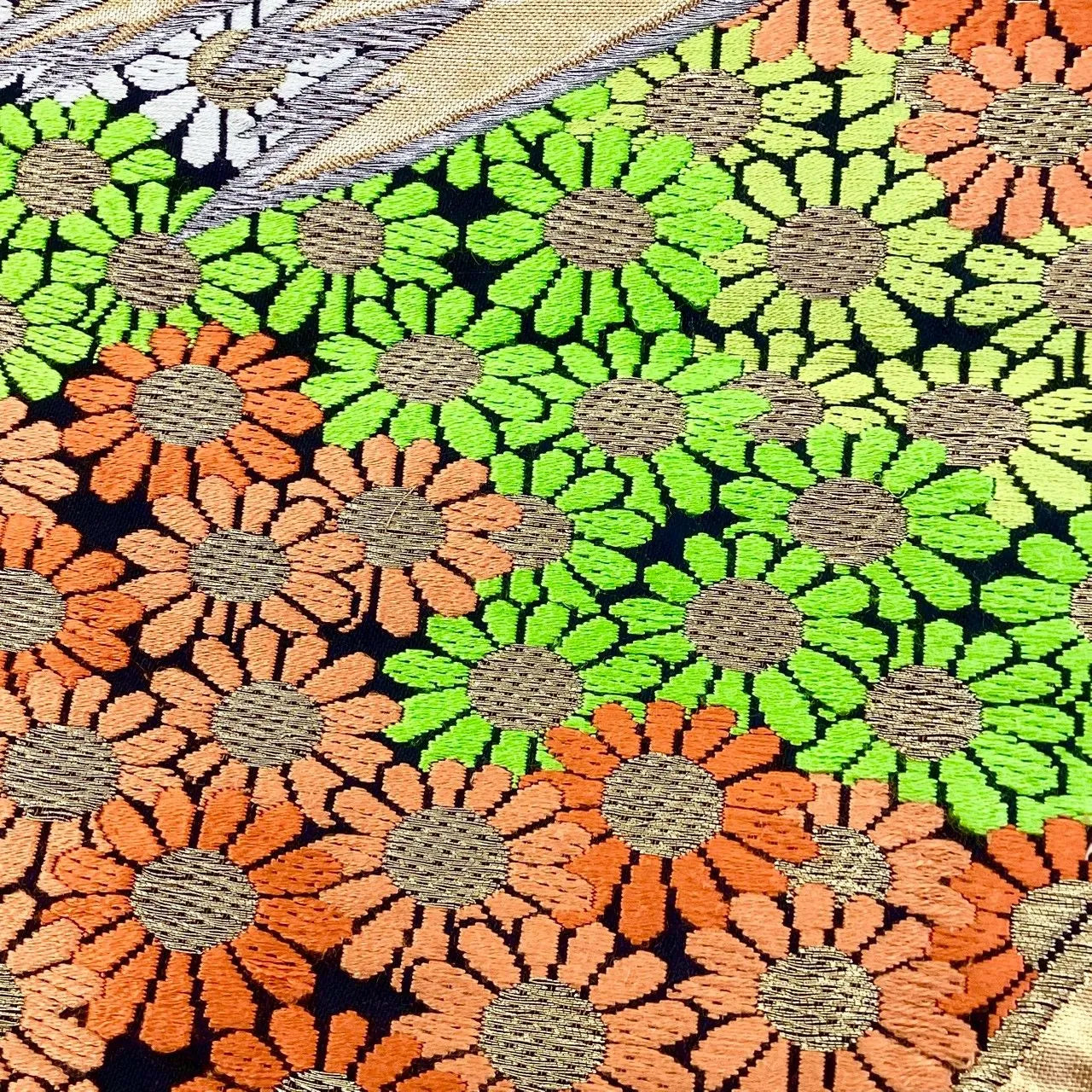 6975# Japanese Vintage Fukuro Obi Belt Kimono Fabric Silk Traditional