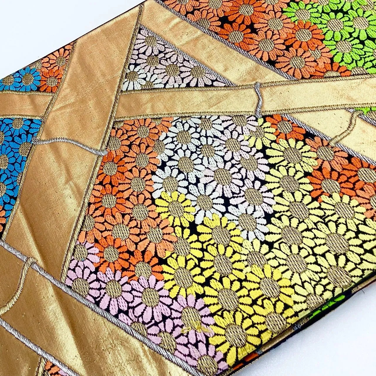 6975# Japanese Vintage Fukuro Obi Belt Kimono Fabric Silk Traditional