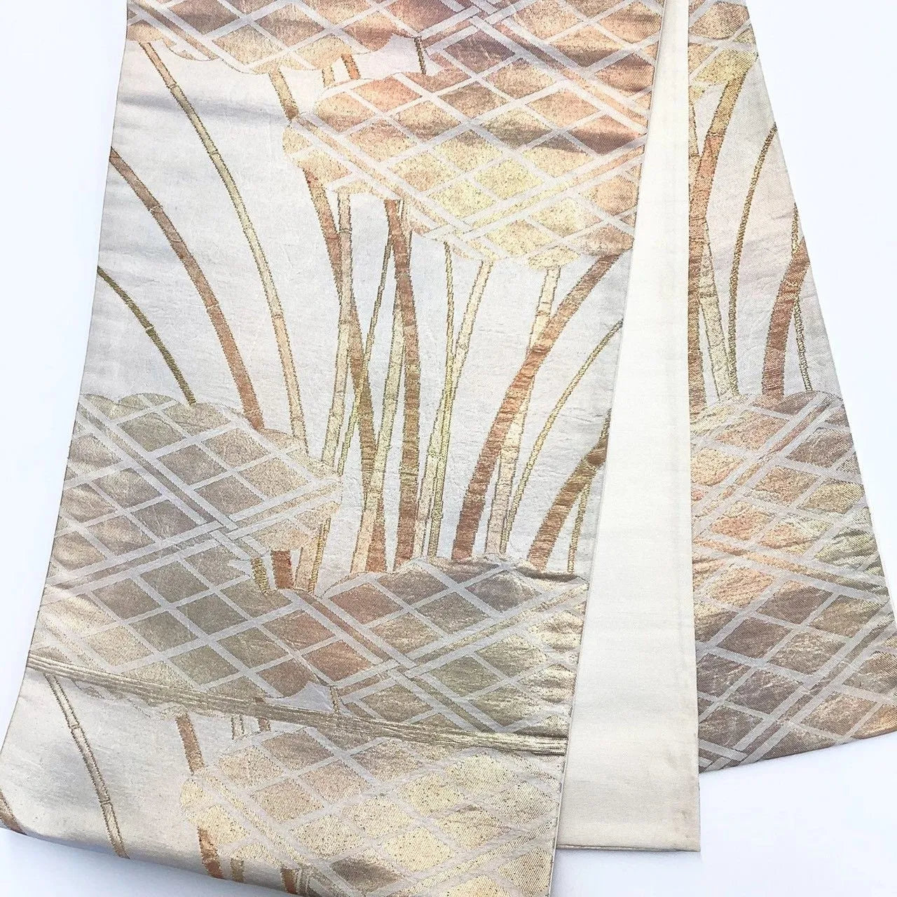 6976# Japanese Vintage Fukuro Obi Belt Kimono Fabric Silk Traditional