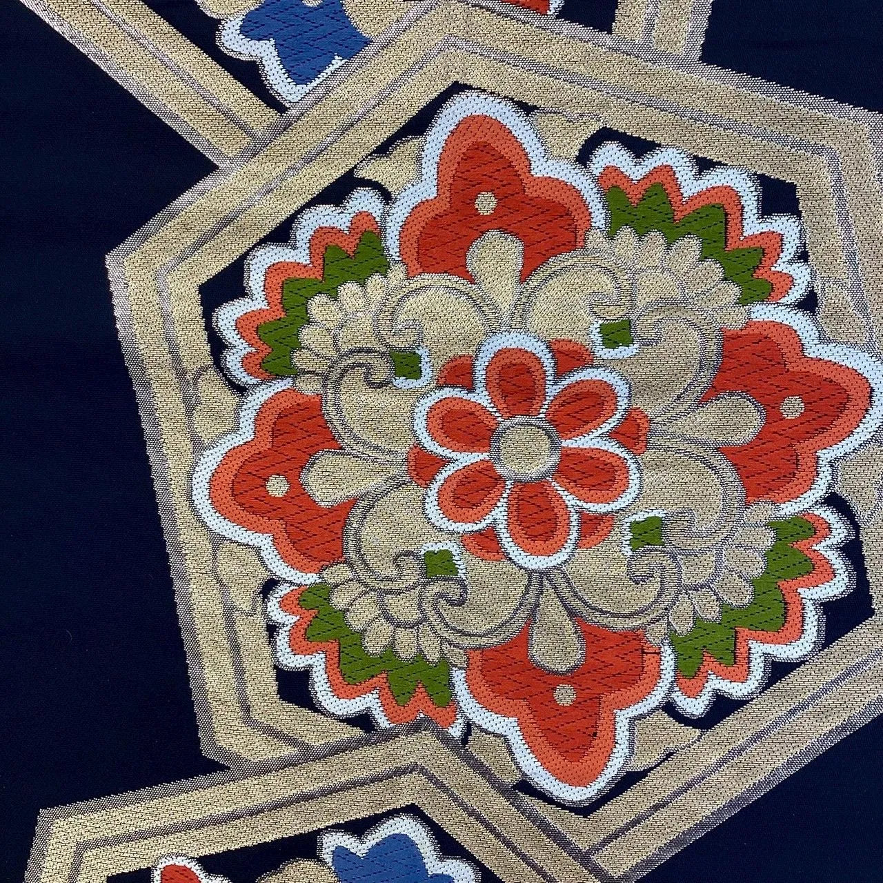 6977# Japanese Vintage Fukuro Obi Belt Kimono Fabric Silk Traditional Black