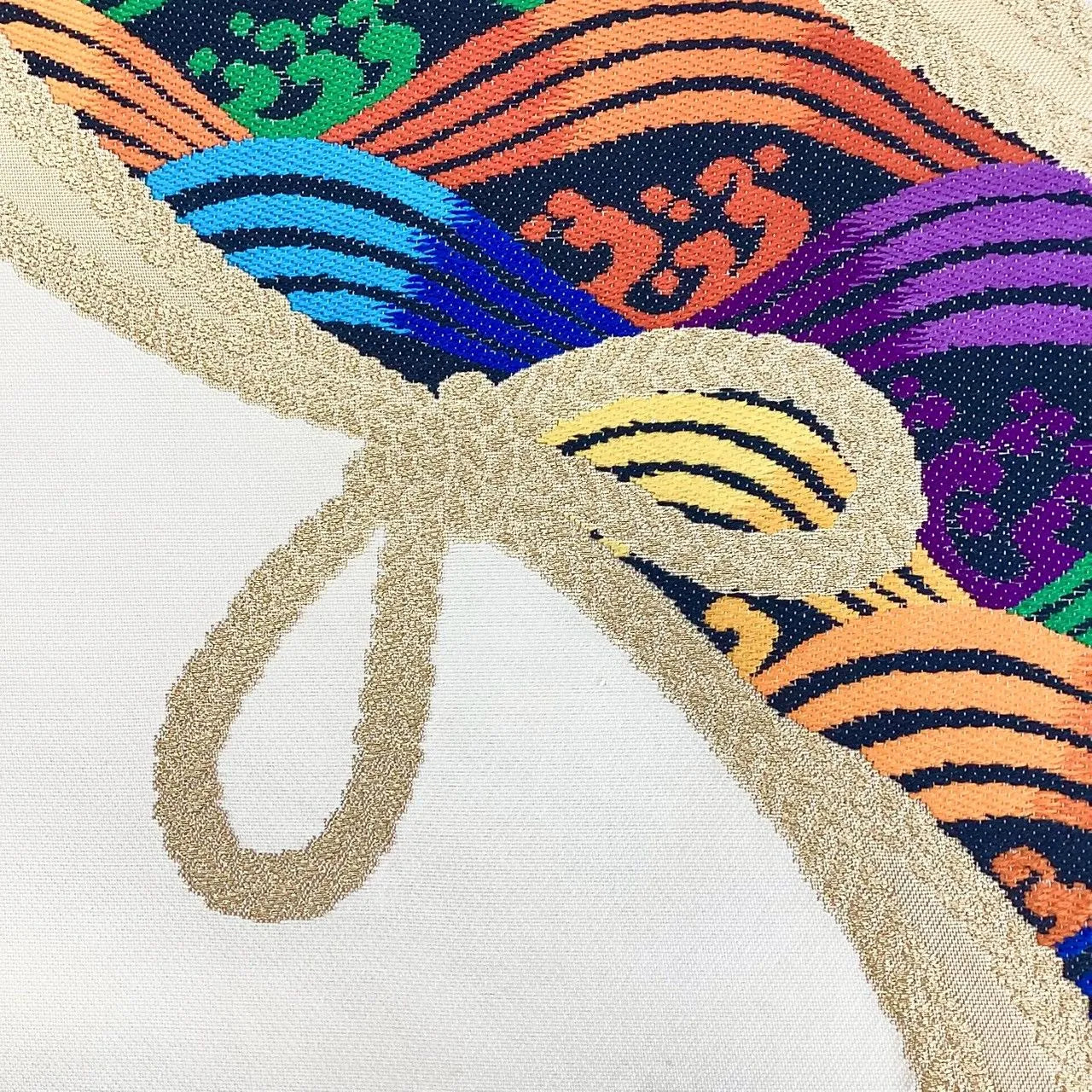 6983# Japanese Vintage Fukuro Obi Belt Kimono Fabric Silk Traditional Embroidery