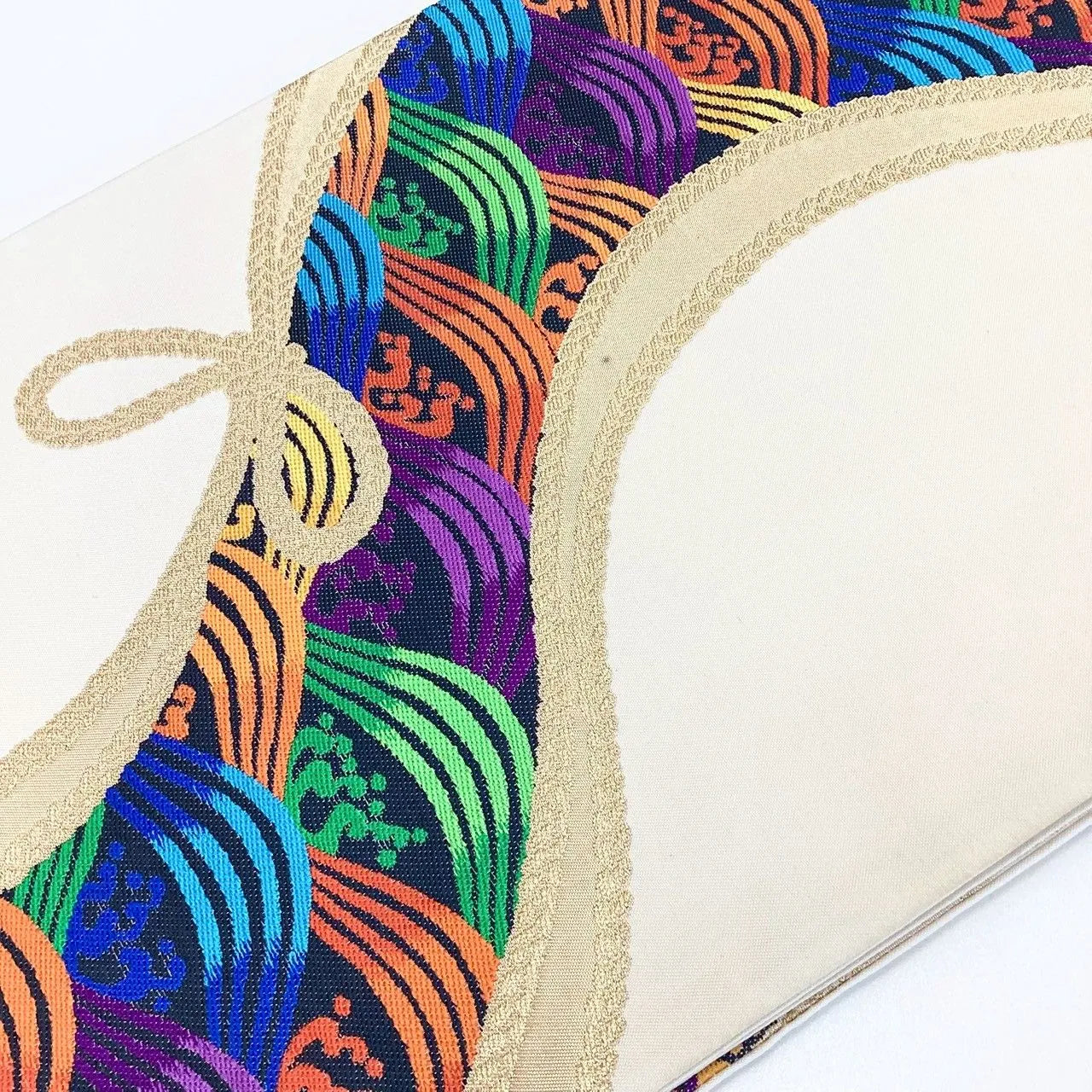 6983# Japanese Vintage Fukuro Obi Belt Kimono Fabric Silk Traditional Embroidery