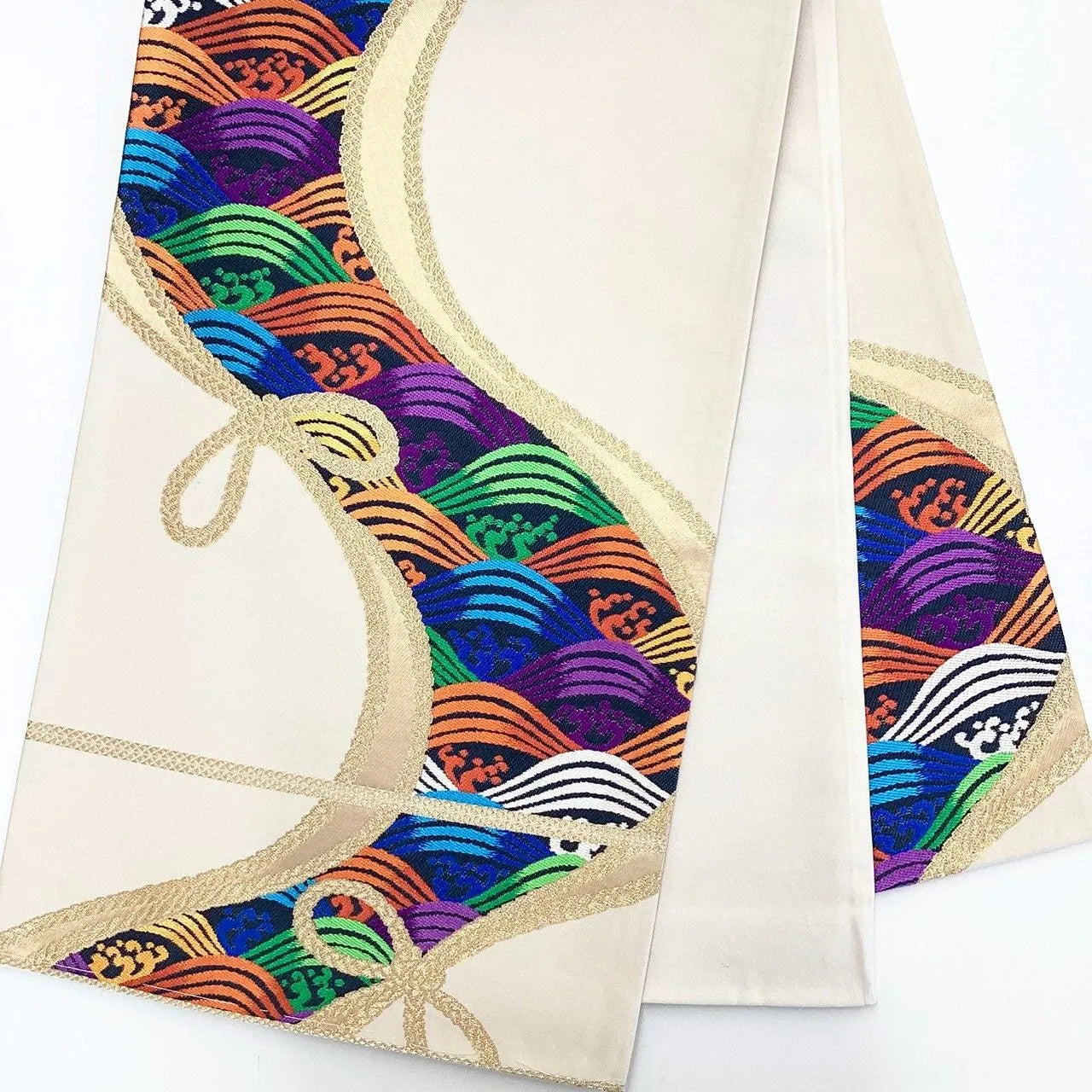 6983# Japanese Vintage Fukuro Obi Belt Kimono Fabric Silk Traditional Embroidery