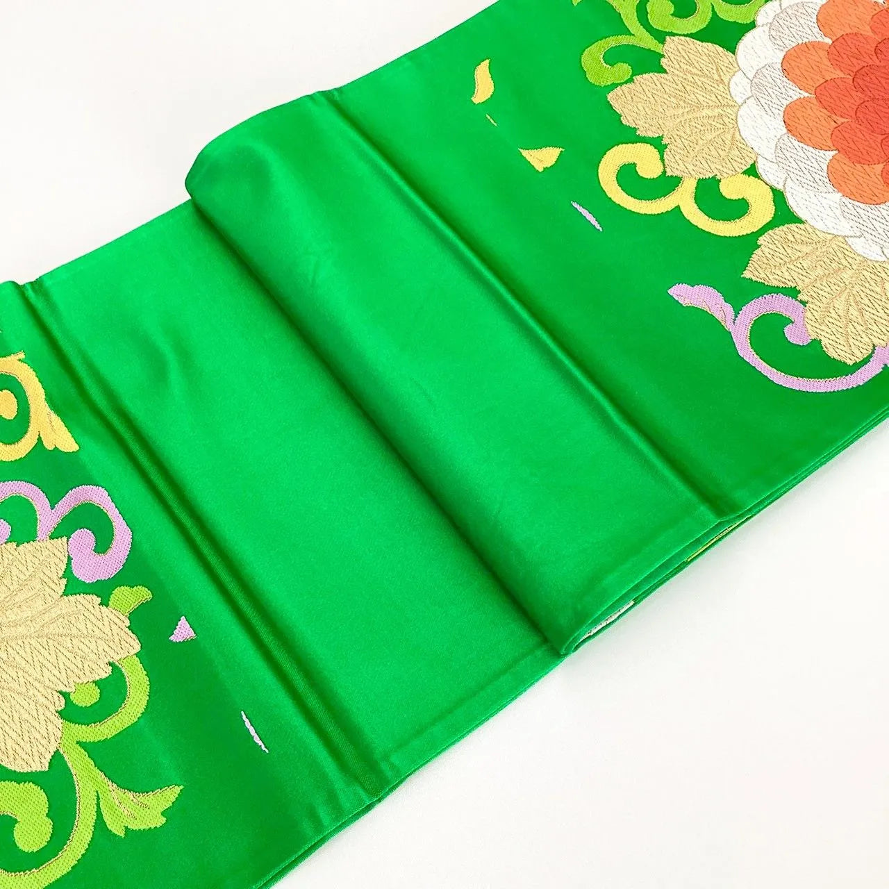 6985# Japanese Vintage Fukuro Obi Belt Kimono Fabric Silk Traditional Embroidery