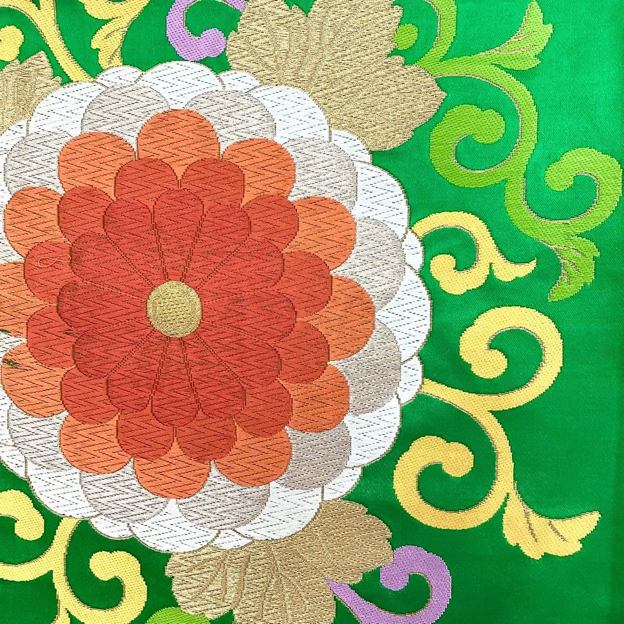 6985# Japanese Vintage Fukuro Obi Belt Kimono Fabric Silk Traditional Embroidery