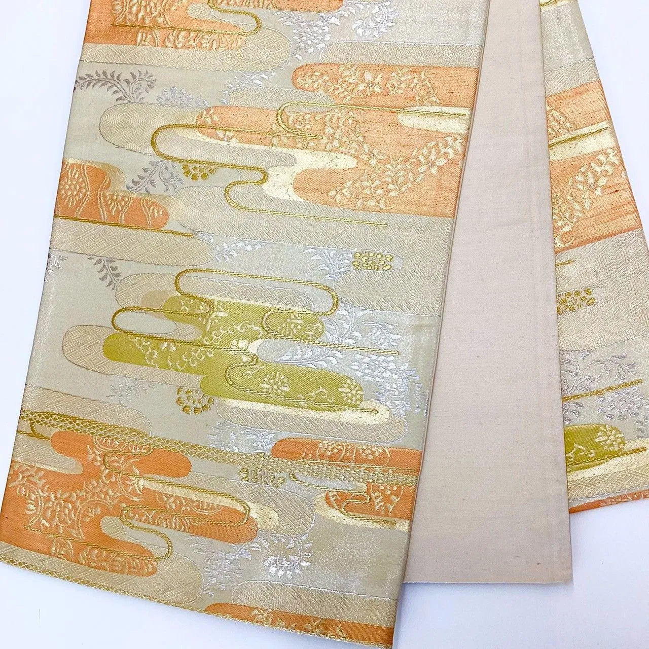 6986# Japanese Vintage Fukuro Obi Belt Kimono Fabric Silk Traditional