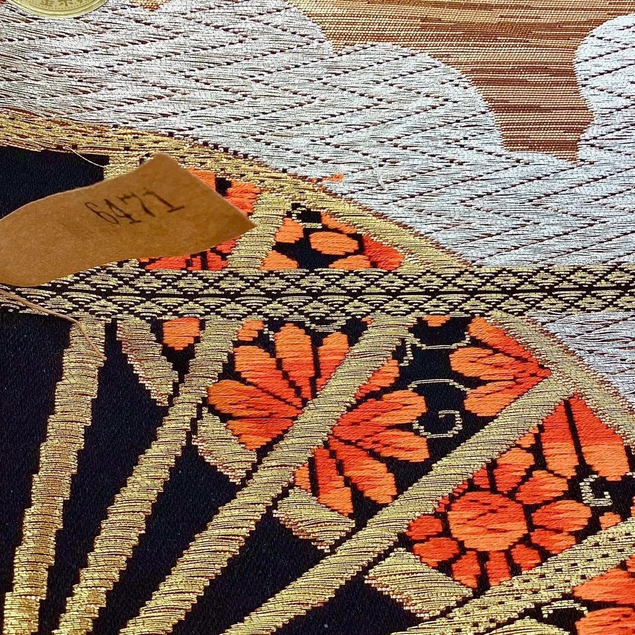 6987# Japanese Vintage Fukuro Obi Belt Kimono Fabric Silk Traditional Untailored