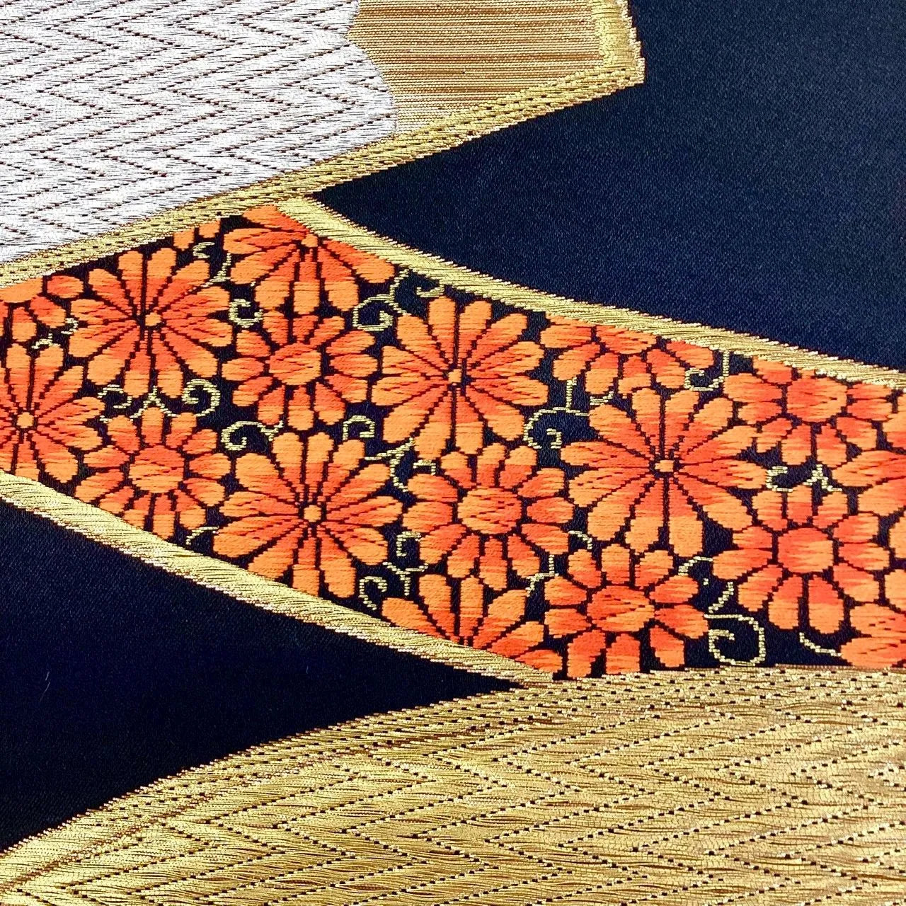 6987# Japanese Vintage Fukuro Obi Belt Kimono Fabric Silk Traditional Untailored