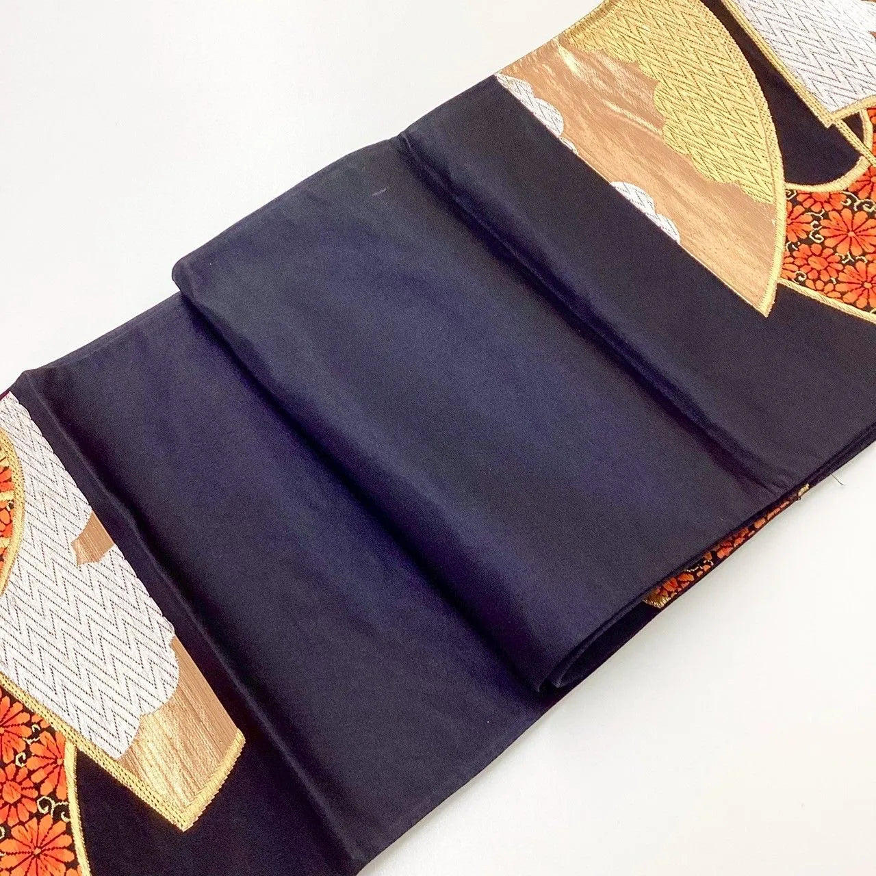 6987# Japanese Vintage Fukuro Obi Belt Kimono Fabric Silk Traditional Untailored