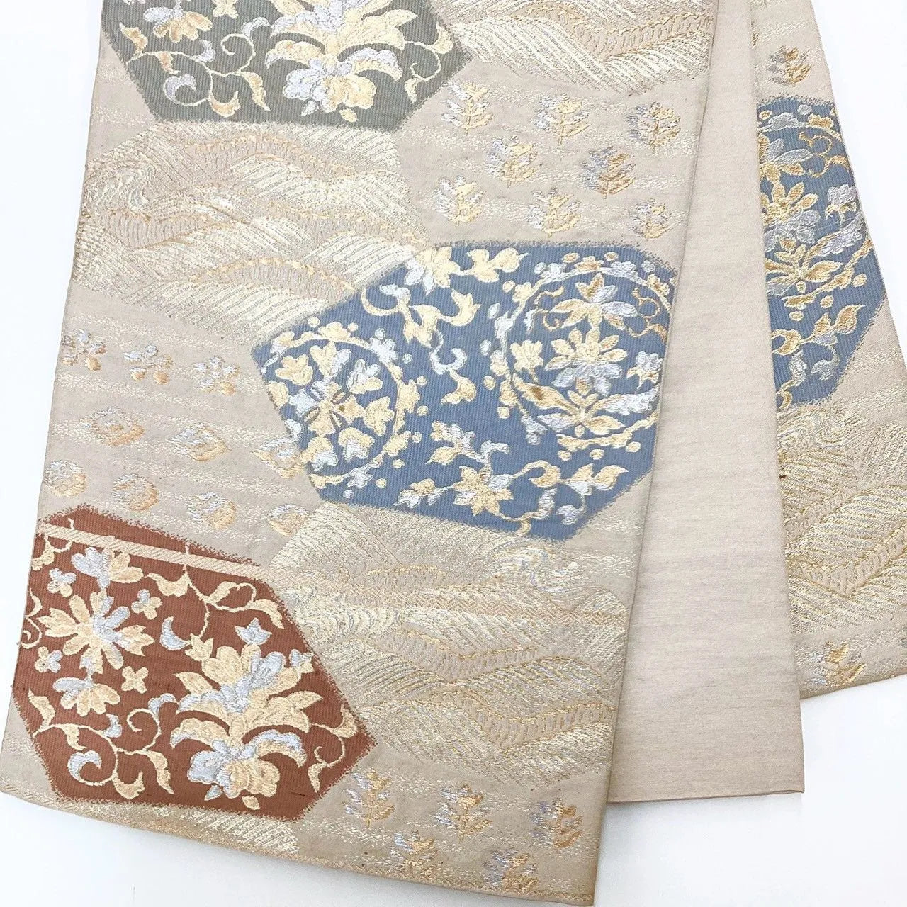 6988# Japanese Vintage Fukuro Obi Belt Kimono Fabric Silk Traditional Untailored