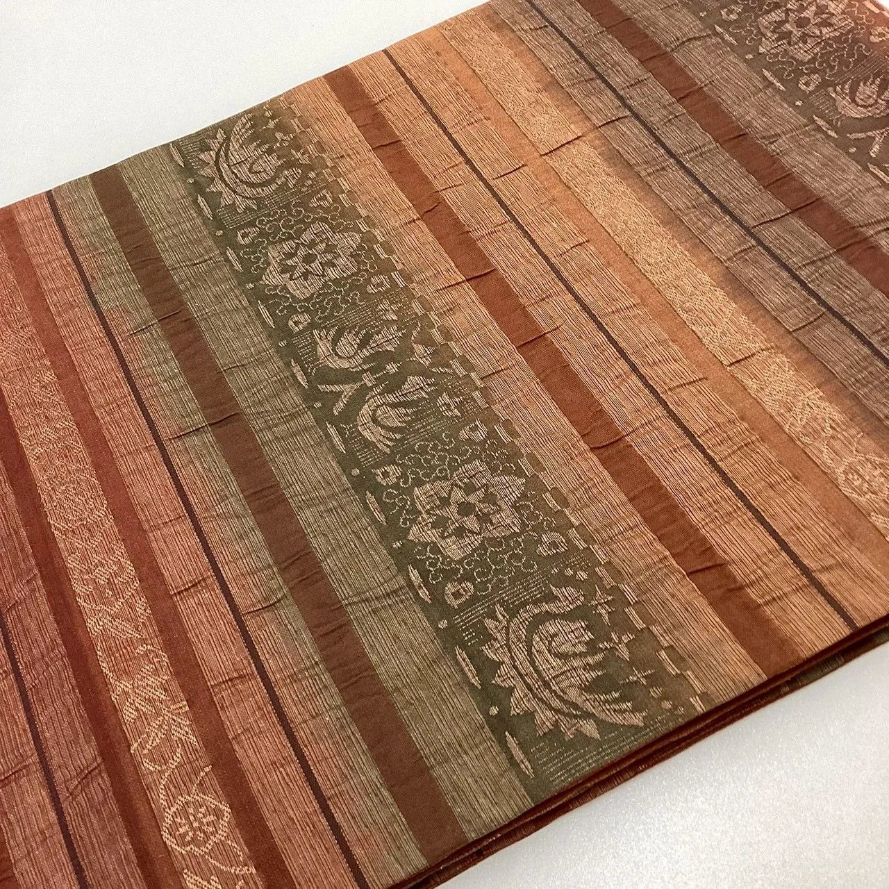 6989# Japanese Vintage Fukuro Obi Belt Kimono Fabric Silk All-over pattern　