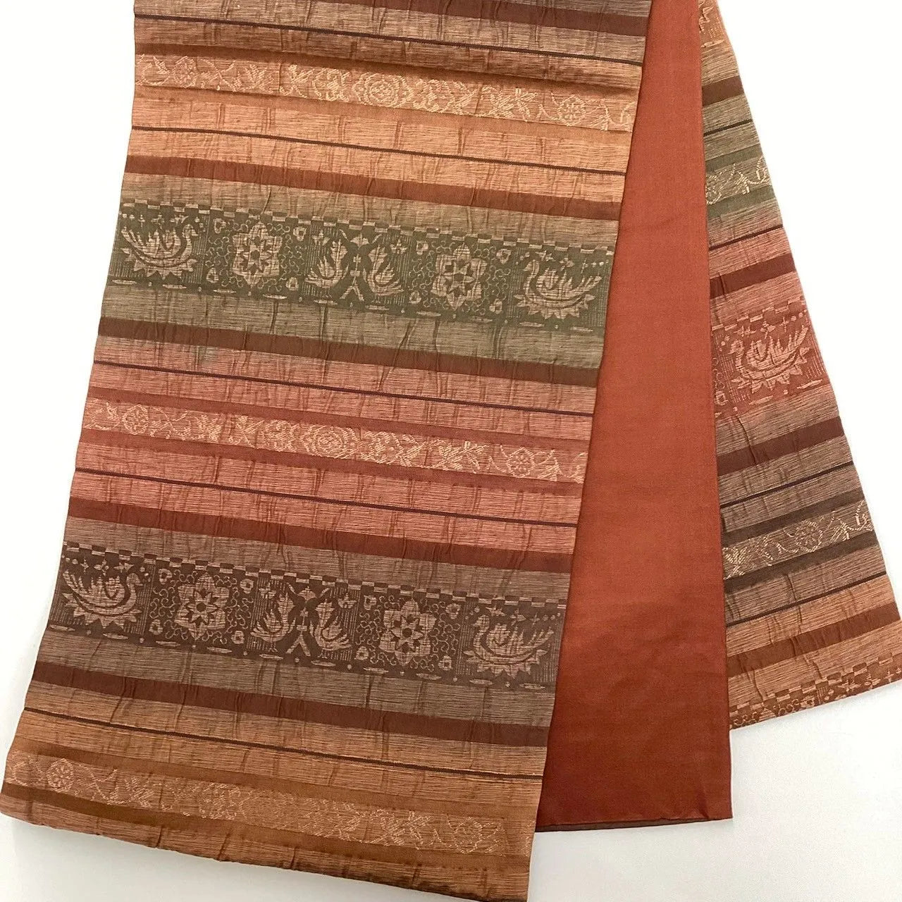 6989# Japanese Vintage Fukuro Obi Belt Kimono Fabric Silk All-over pattern　