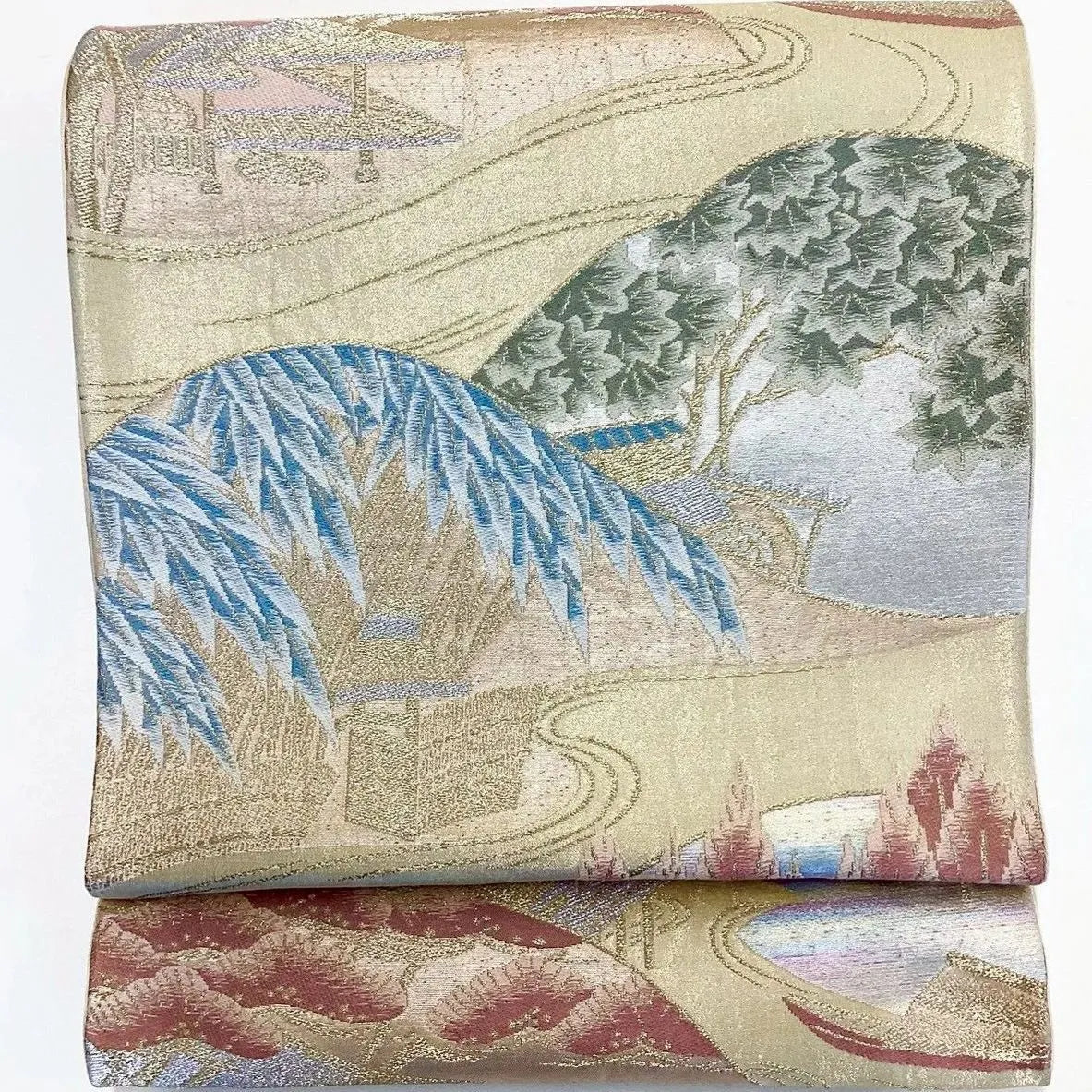 6974# Japanese Vintage Fukuro Obi Belt Kimono Fabric Silk Traditional Untailored