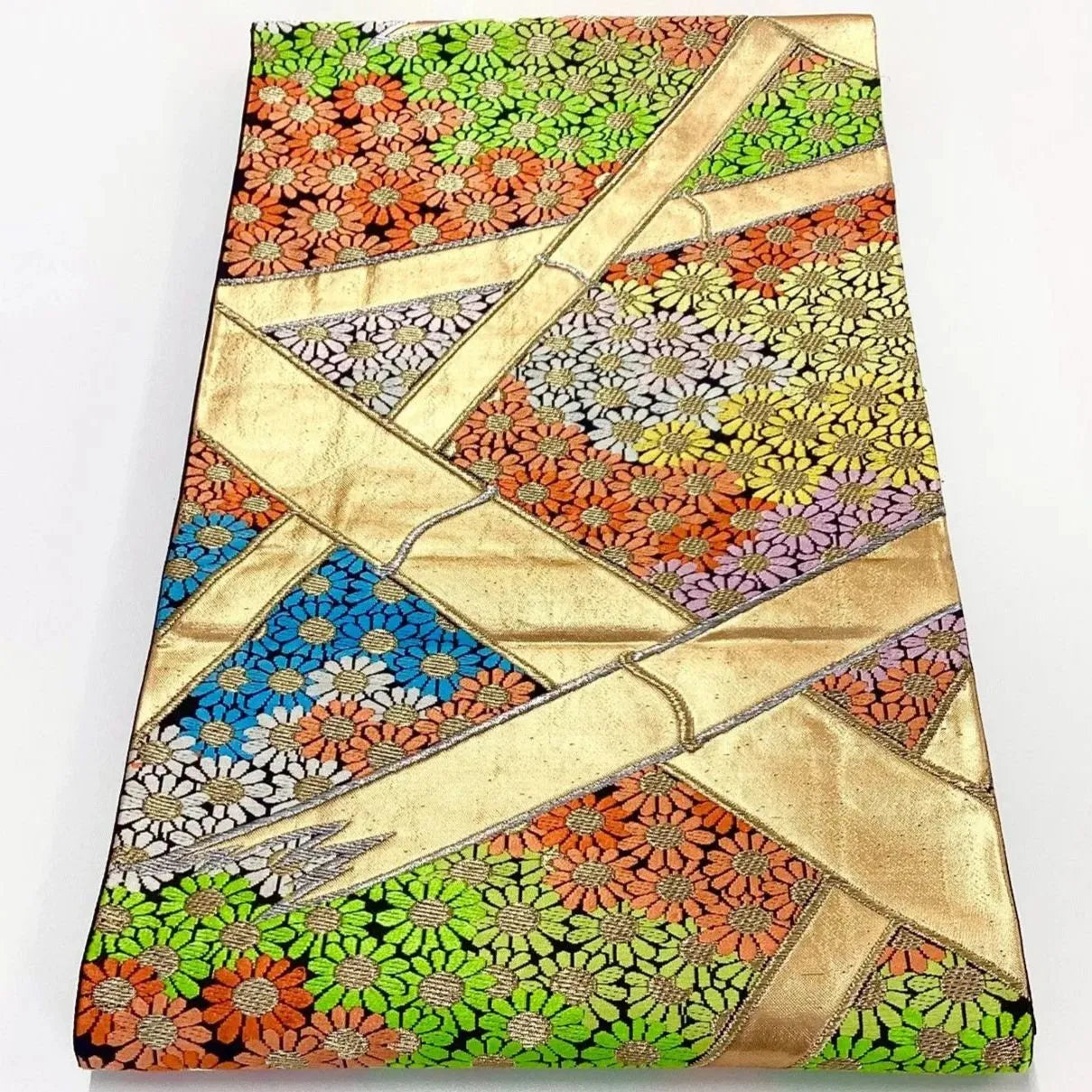 6975# Japanese Vintage Fukuro Obi Belt Kimono Fabric Silk Traditional