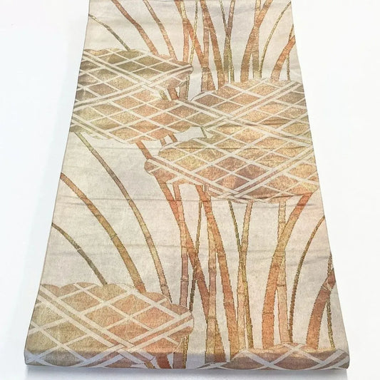 6976# Japanese Vintage Fukuro Obi Belt Kimono Fabric Silk Traditional