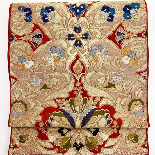 6978# Japanese Vintage Fukuro Obi Belt Kimono Fabric Silk Traditional