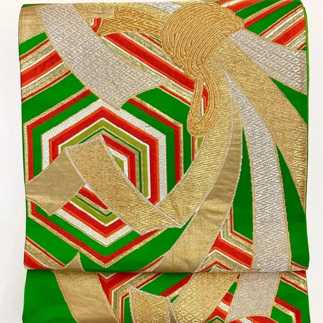 6981# Japanese Vintage Fukuro Obi Belt Kimono Fabric Silk Traditional