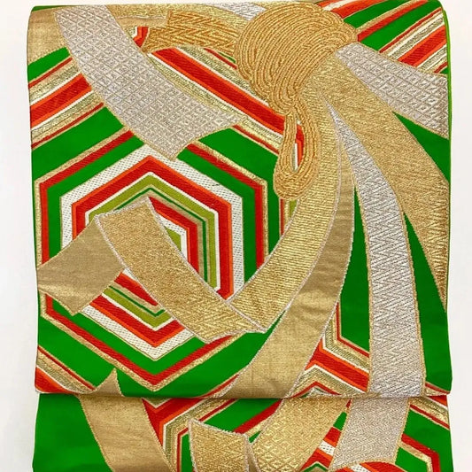 6981# Japanese Vintage Fukuro Obi Belt Kimono Fabric Silk Traditional