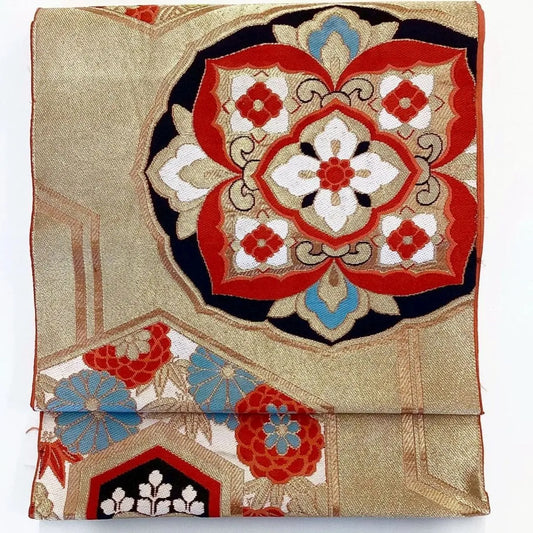 6982# Japanese Vintage Fukuro Obi Belt Kimono Fabric Silk Traditional