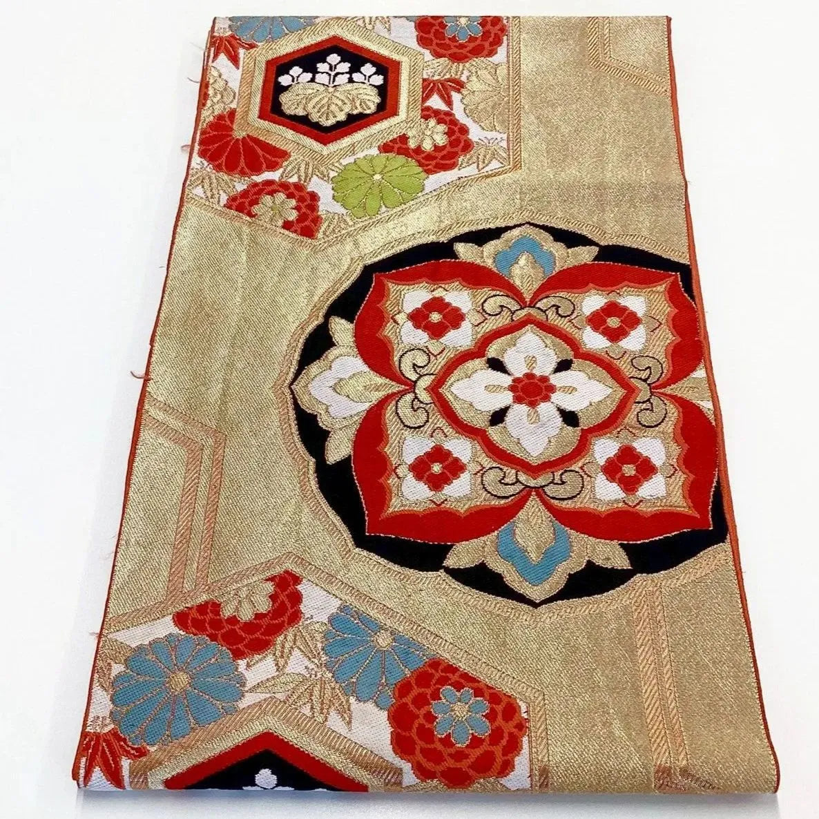 6982# Japanese Vintage Fukuro Obi Belt Kimono Fabric Silk Traditional