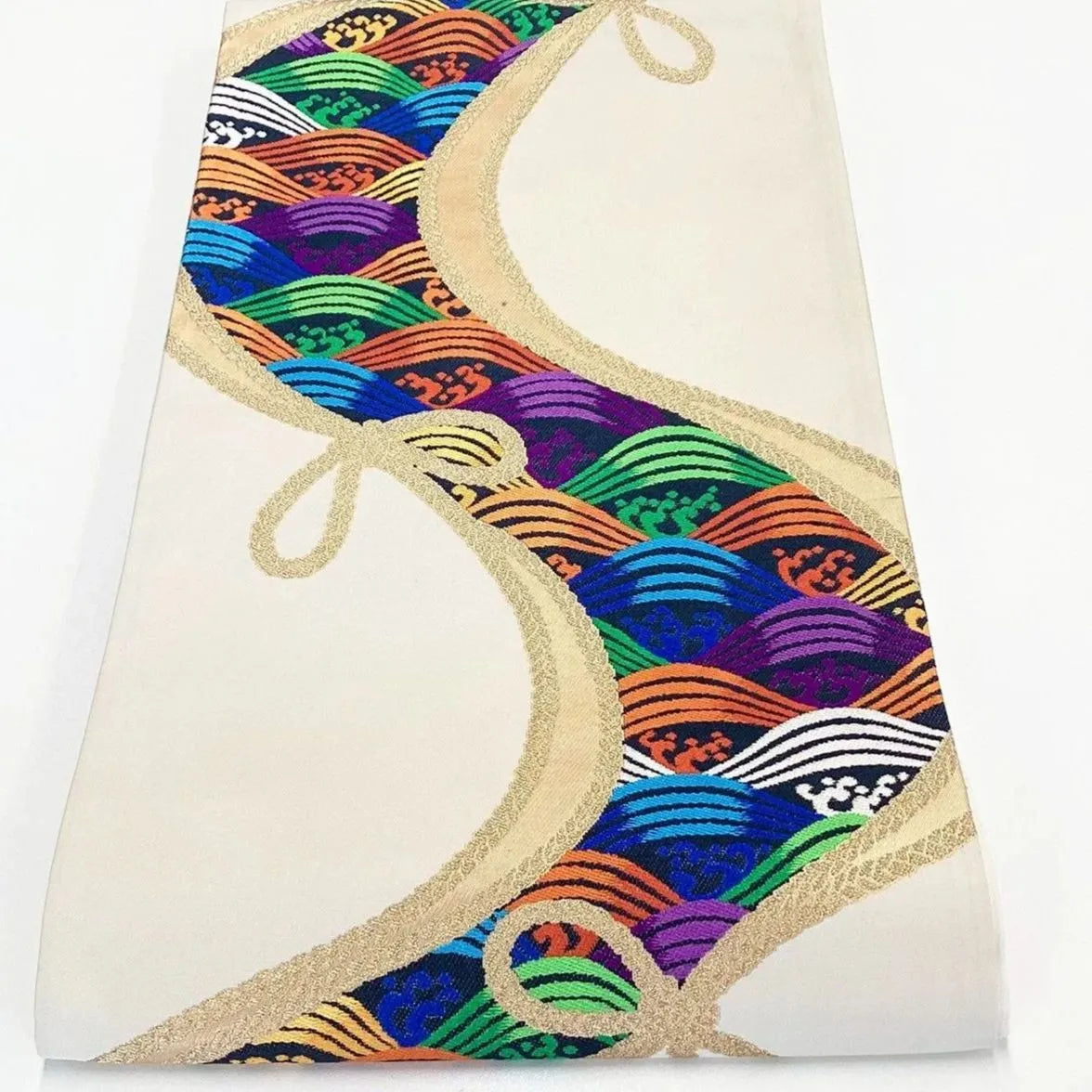 6983# Japanese Vintage Fukuro Obi Belt Kimono Fabric Silk Traditional Embroidery