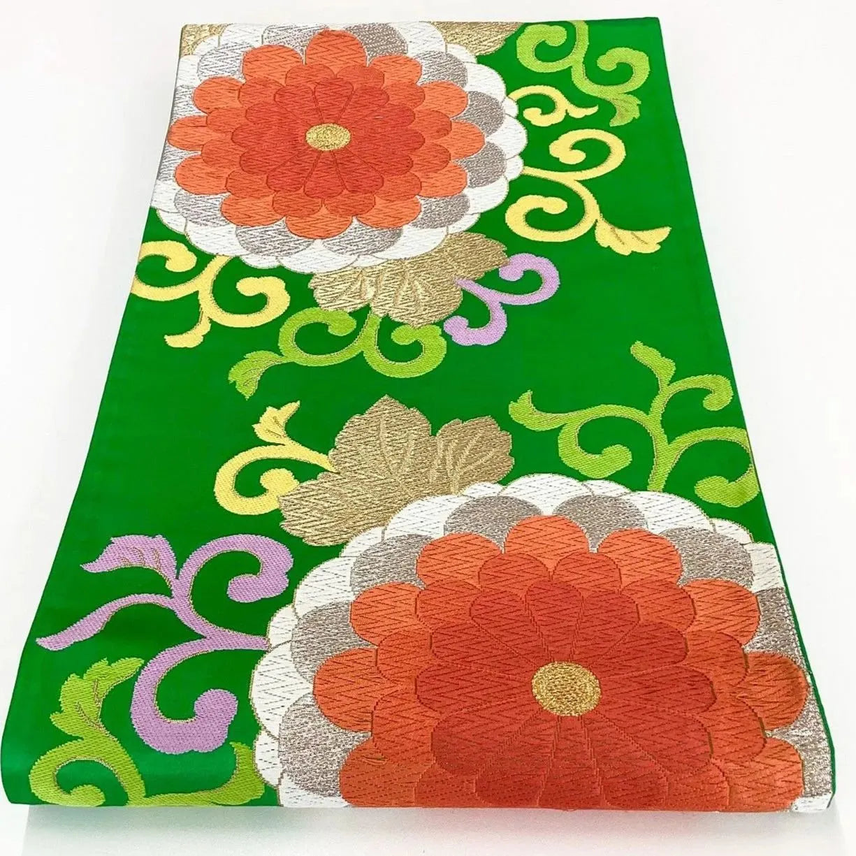 6985# Japanese Vintage Fukuro Obi Belt Kimono Fabric Silk Traditional Embroidery