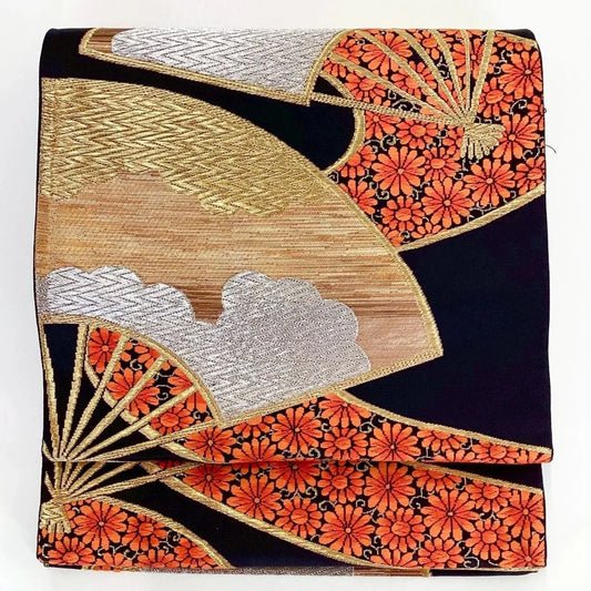 6987# Japanese Vintage Fukuro Obi Belt Kimono Fabric Silk Traditional Untailored