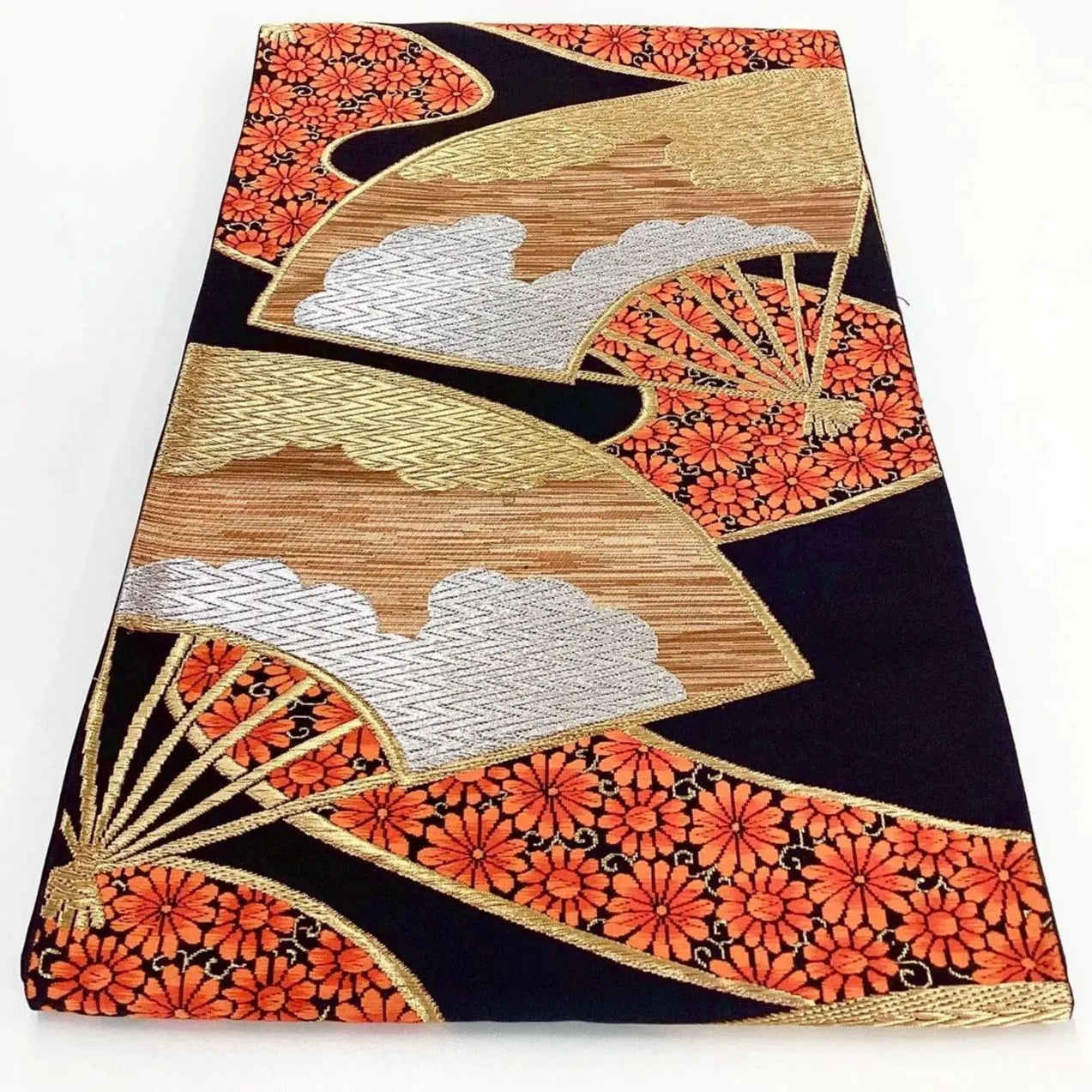 6987# Japanese Vintage Fukuro Obi Belt Kimono Fabric Silk Traditional Untailored