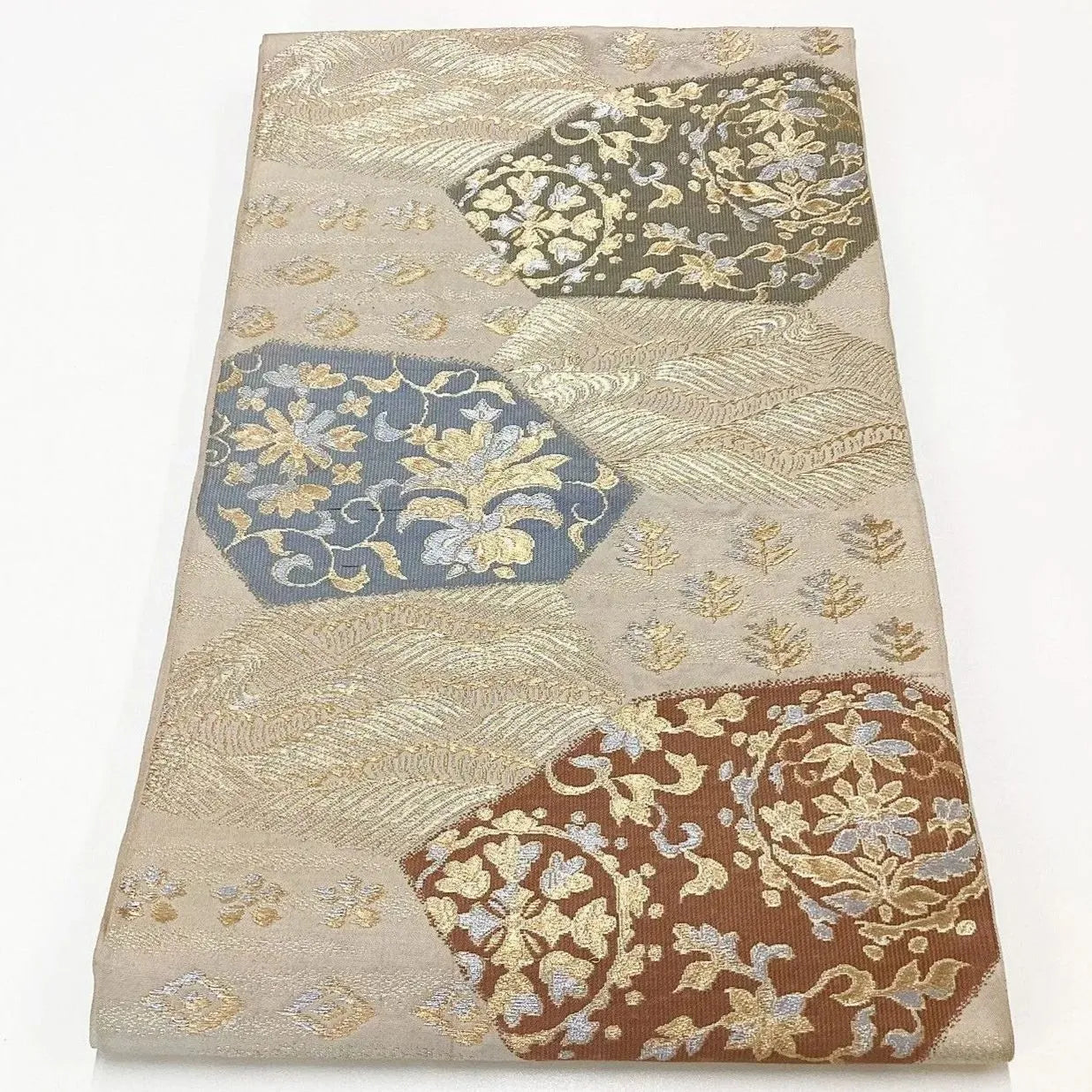 6988# Japanese Vintage Fukuro Obi Belt Kimono Fabric Silk Traditional Untailored