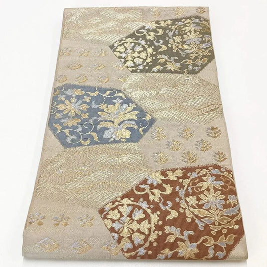 6988# Japanese Vintage Fukuro Obi Belt Kimono Fabric Silk Traditional Untailored