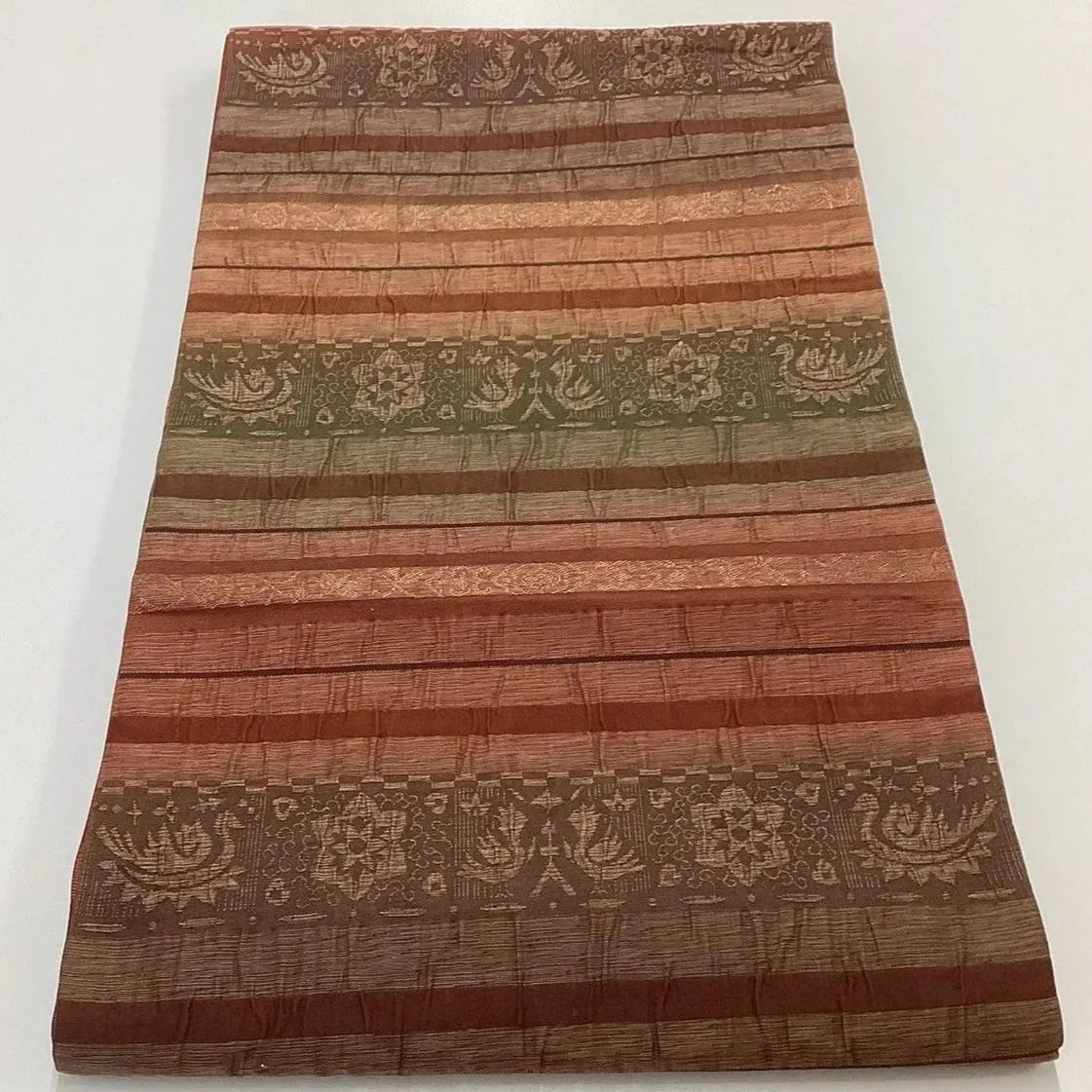 6989# Japanese Vintage Fukuro Obi Belt Kimono Fabric Silk All-over pattern　